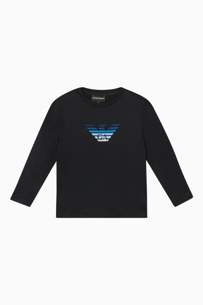 

EA Gradient Eagle T-shirt in Lyocell & Cotton, Blue