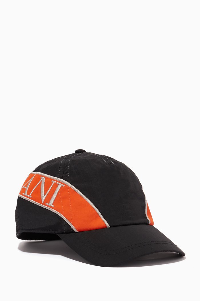 

EA Logo Stripe Baseball Cap in Nylon, Black