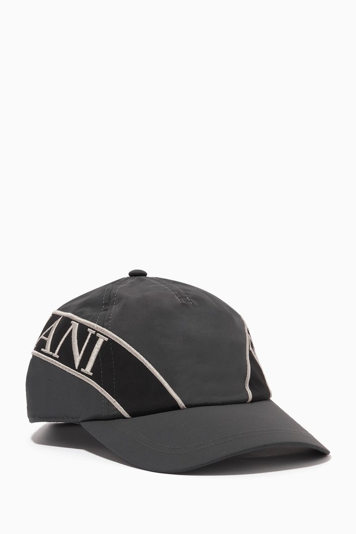 EA Logo Stripe Baseball Cap in Nylon, Grey