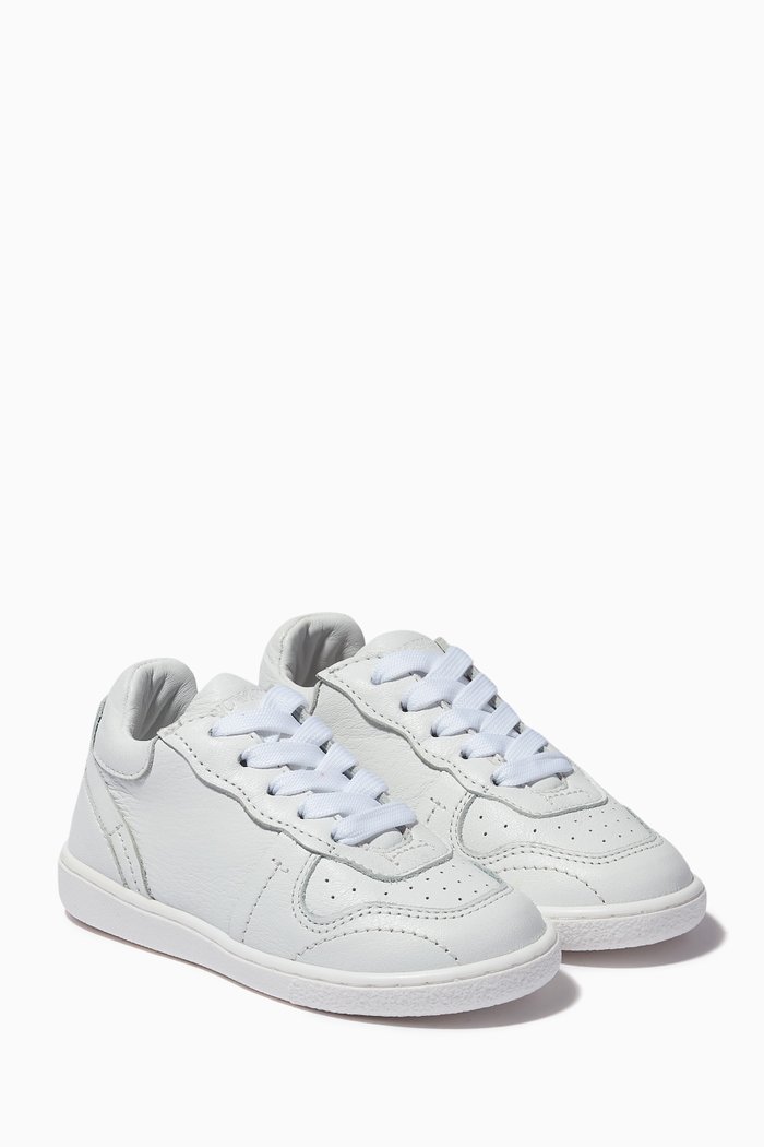 

Lace-up Sneakers in Tumbled Leather, White