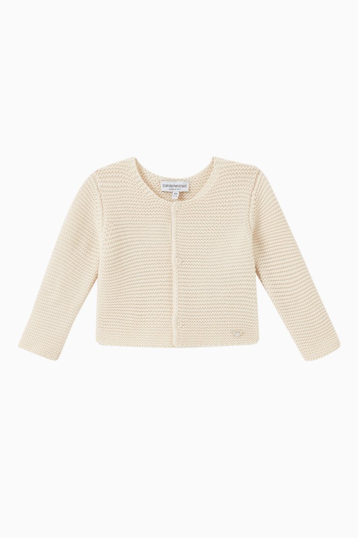 

Plain Knitted Cardigan, Neutral