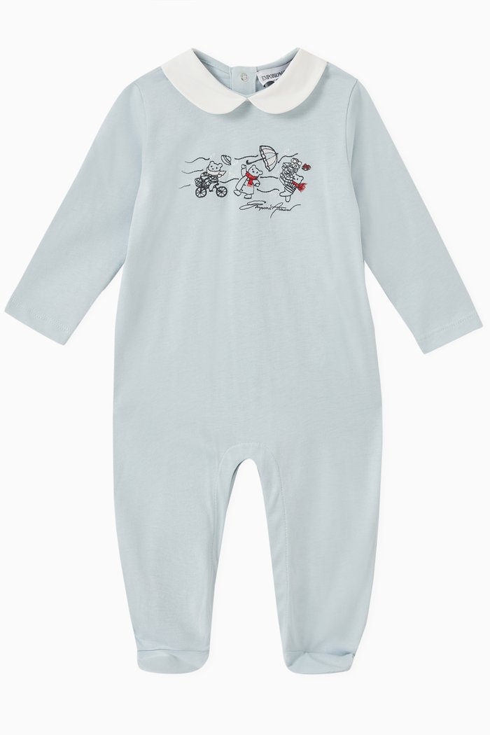 

Teddy Bear Sleepsuit in Cotton, Blue