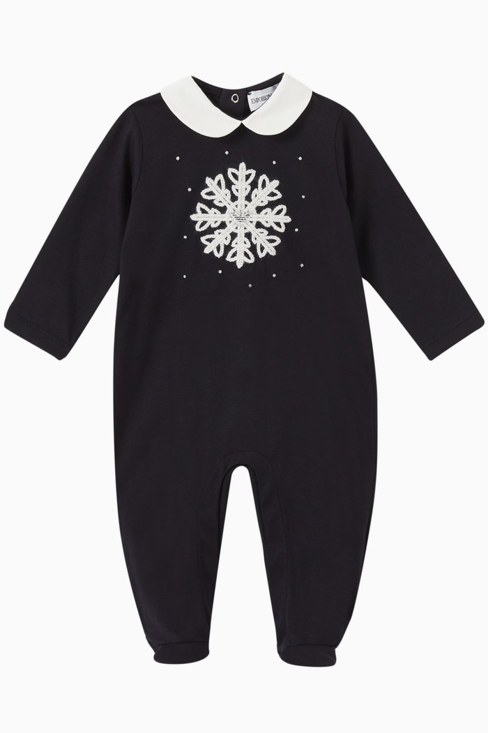 Snowflake Sleepsuit in Cotton, Blue