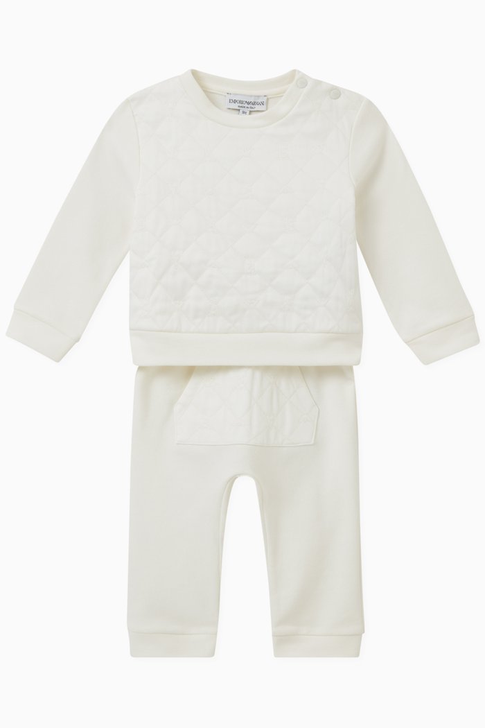 

Padded Sweatshirt Set in Cotton, White