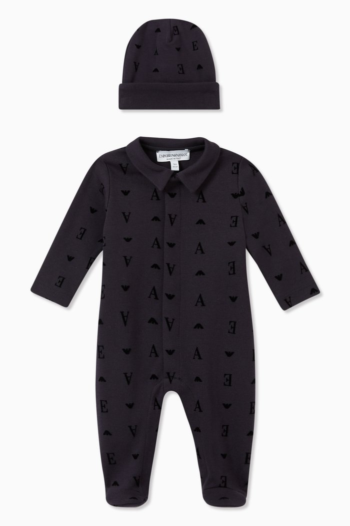 

Logo Sleepsuit Set in Cotton, Blue