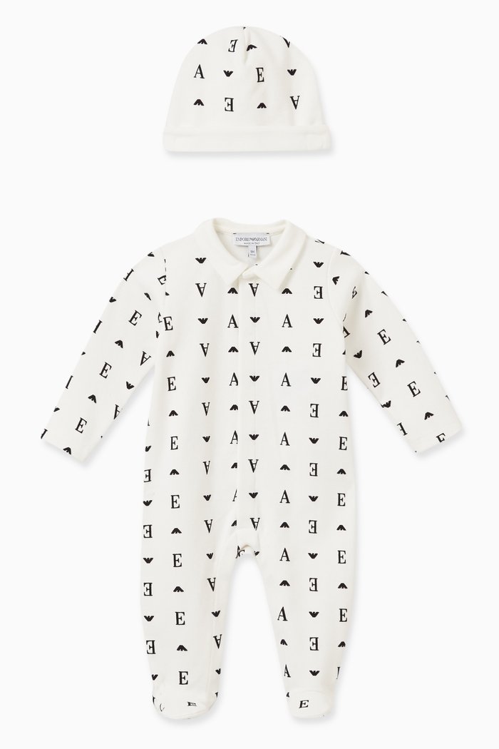 

Logo Sleepsuit Set in Cotton, White