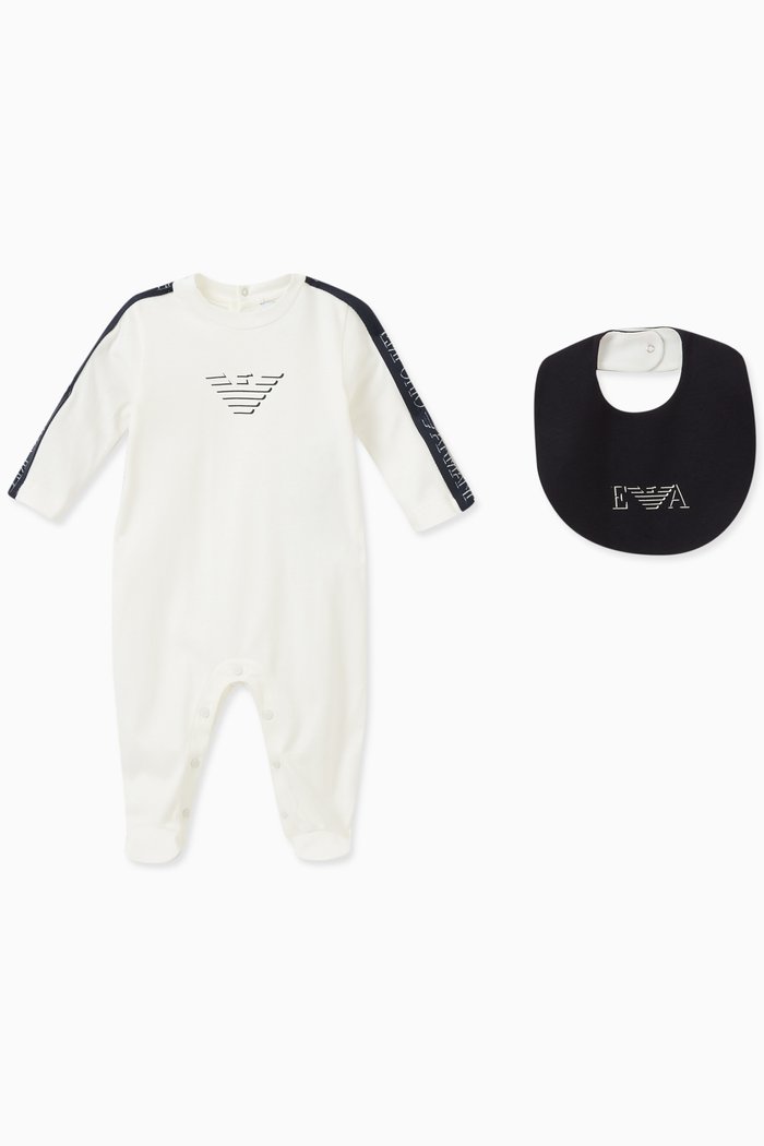 

Logo Sleepsuit Set in Cotton, White