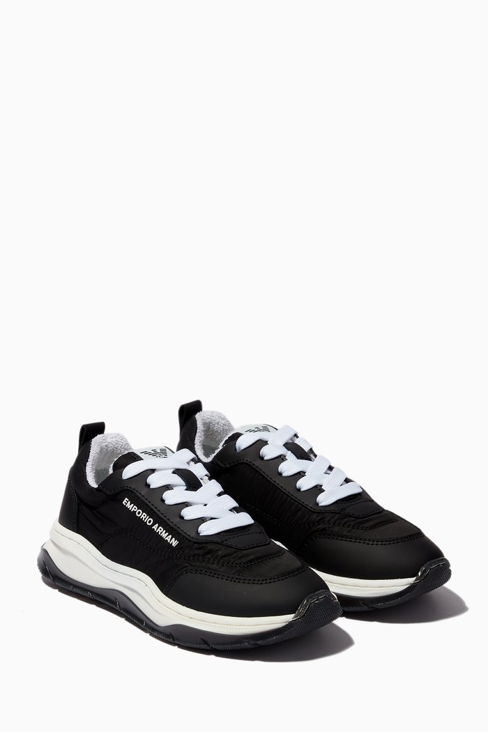 

Text Logo Sneakers in Tech Fabric, Black