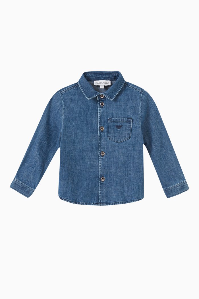 

EA Eagle Button-down Shirt in Denim, Blue