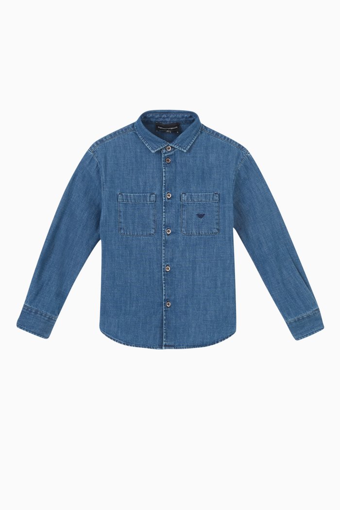 

Denim Logo Shirt in Cotton, Blue