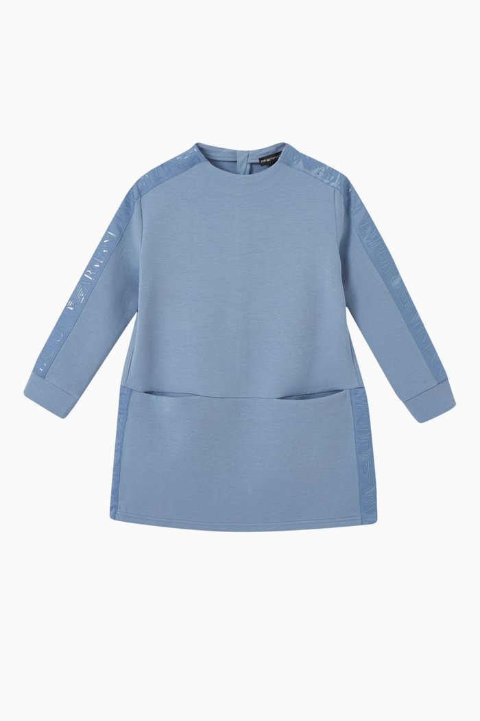 

EA Logo Tape Sweatshirt Dress in Double Jersey, Blue