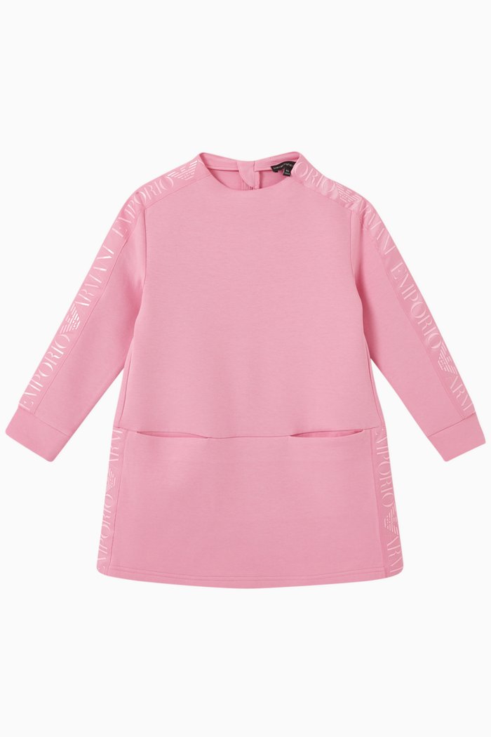 

EA Logo Tape Sweatshirt Dress in Double Jersey, Pink