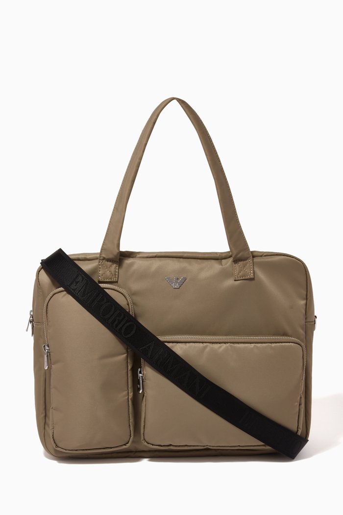 Logo Diaper Bag in Nylon, Set of 3, Neutral