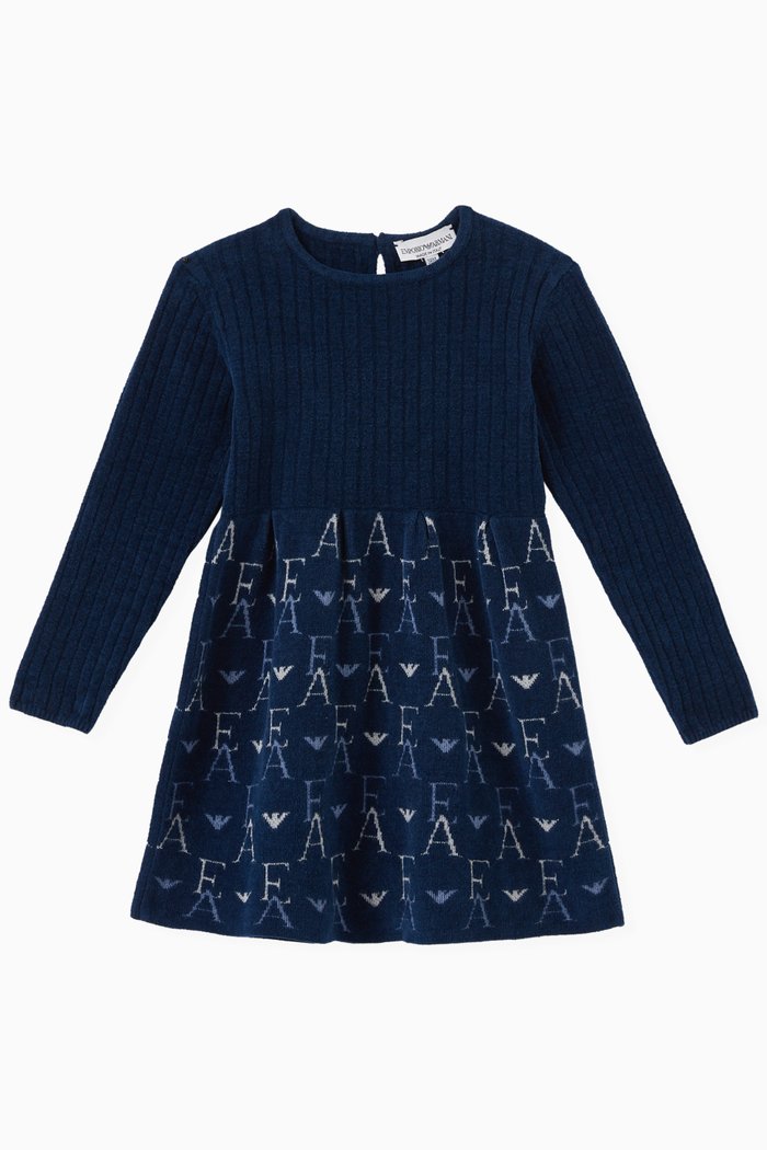 

Logo Dress in Cotton Blend, Blue