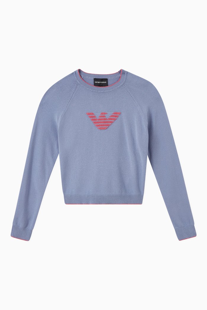 

Logo Knit Sweater in Viscose & Polyamide, Blue