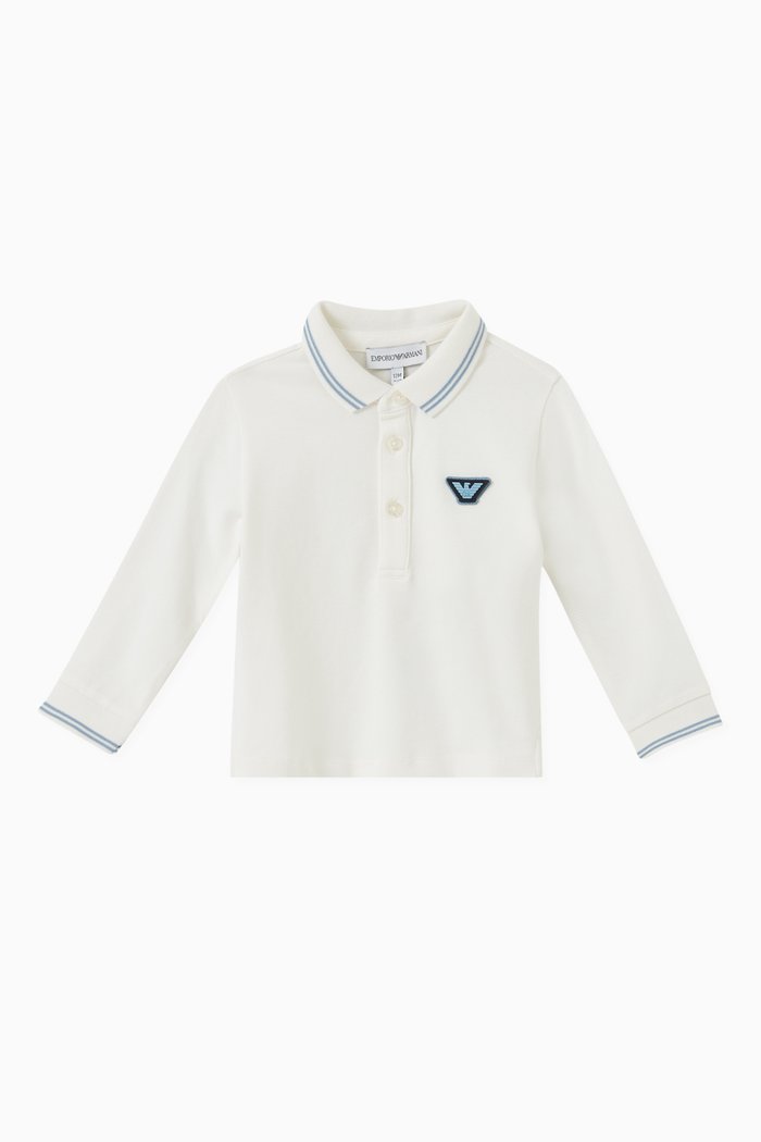 Logo Polo Shirt in Cotton, White