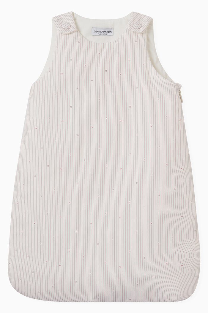 

Striped Logo Sleeping Nest in Cotton, Pink