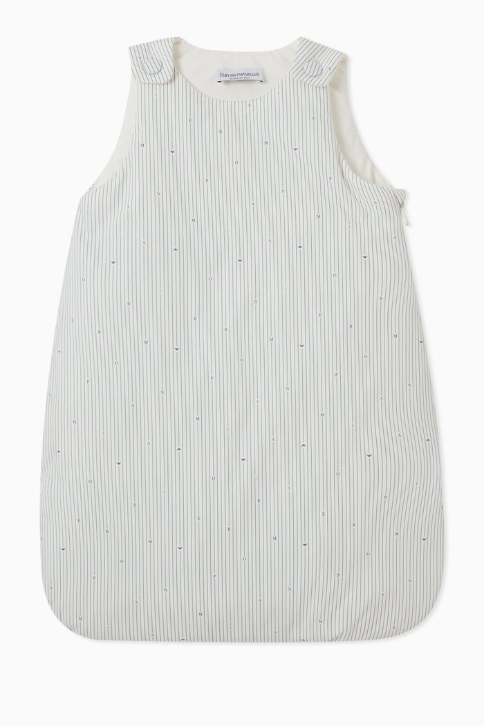 

Striped Logo Sleeveless Sleeping Nest in Cotton, Blue