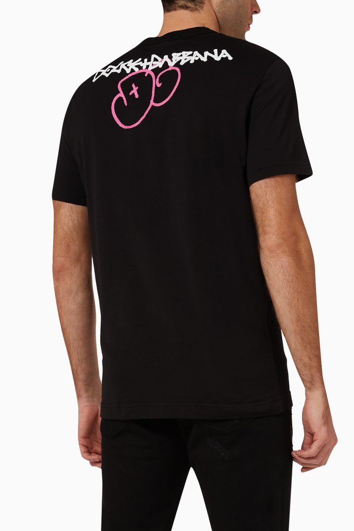 

Spray-paint DG Logo T-shirt in Cotton Jersey, Black