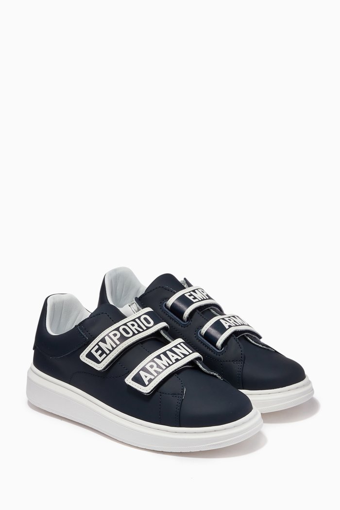 

Velcro Sneakers in Calf Leather, Blue