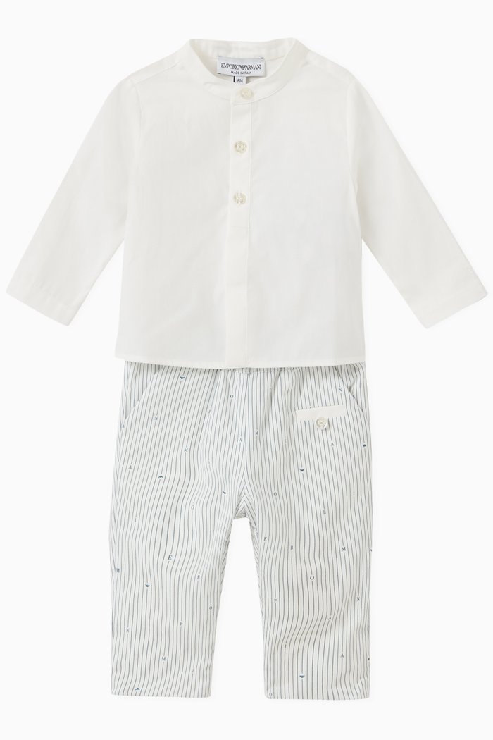 

Shirt & Striped Shorts, Set in Cotton, Blue