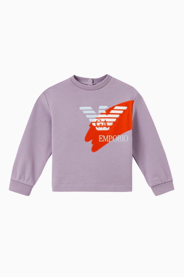 

Embroidered Eagle Logo Sweatshirt in Jersey, Purple