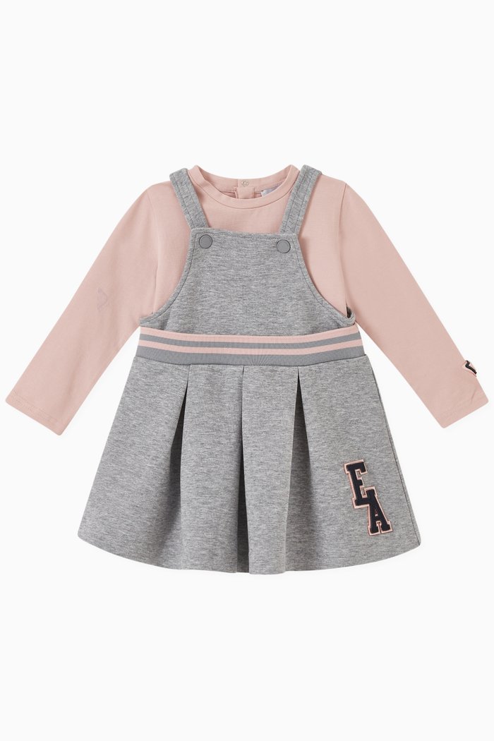 

Pinafore Dress & T-shirt Set in Double Jersey, Grey