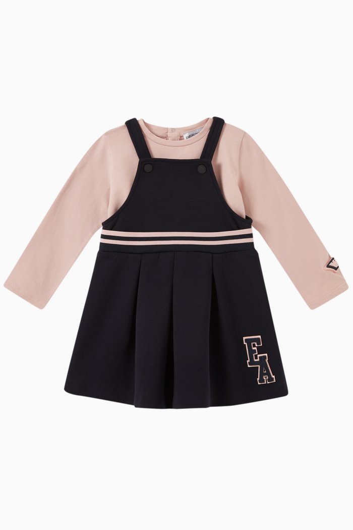 

Pinafore Dress & T-shirt Set in Double Jersey, Blue