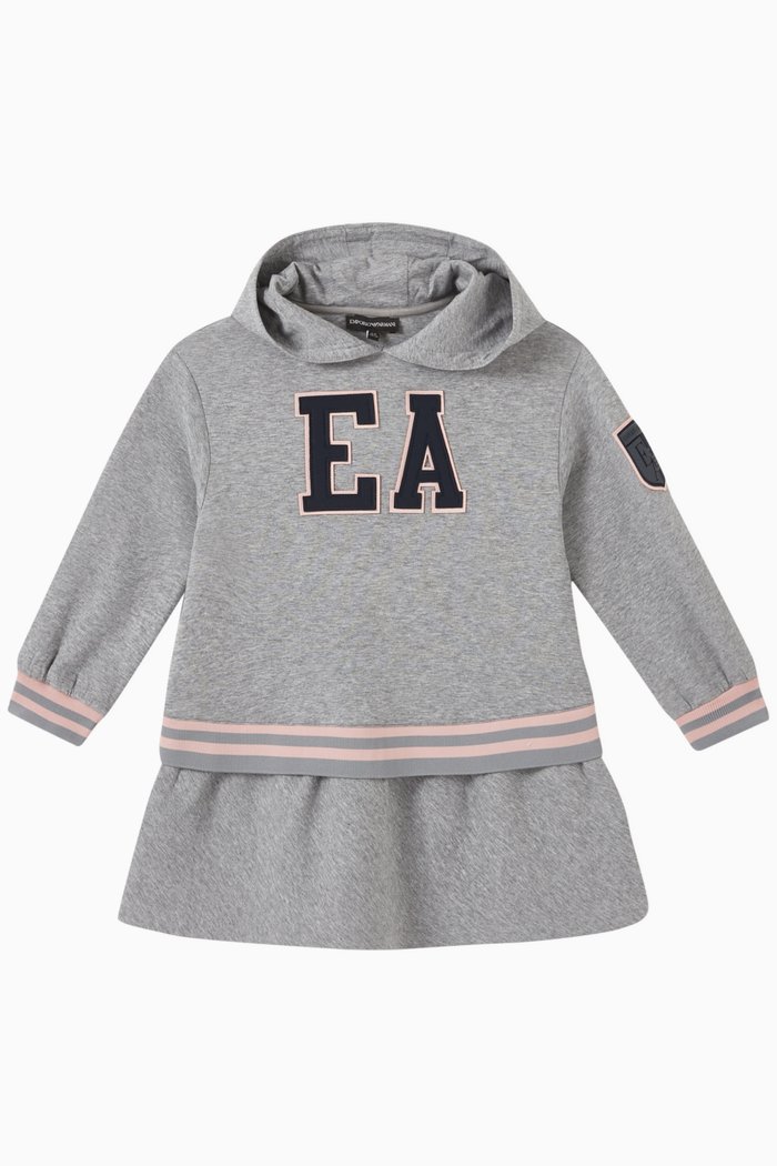 

EA Hooded Sweatshirt Dress in Cotton-blend, Grey