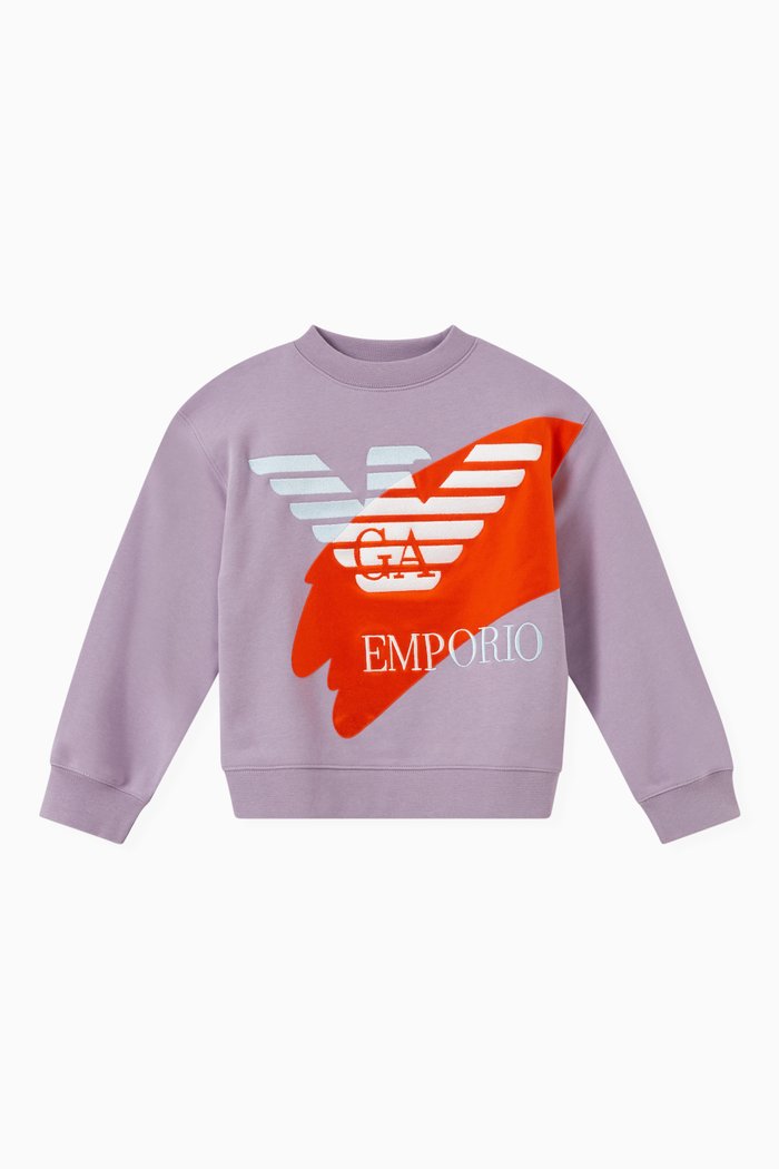 

Embroidered Eagle Logo Sweatshirt in Jersey, Purple