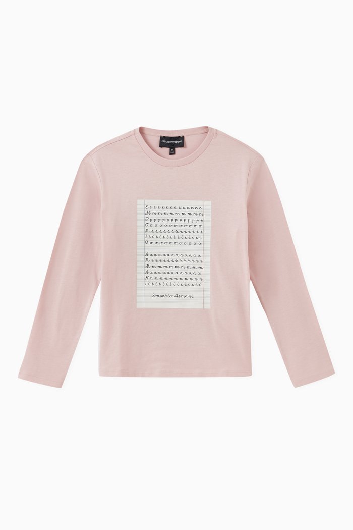 

Music Page Logo Print T-shirt in Cotton, Pink