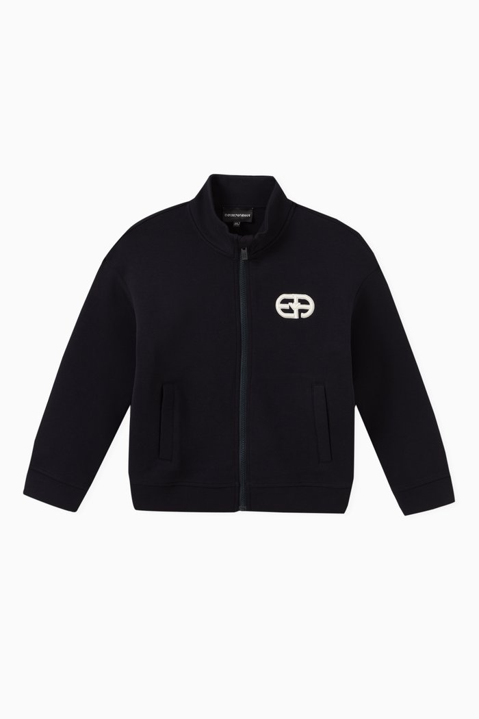 

High Neck Logo Sweatshirt in Jersey, Blue