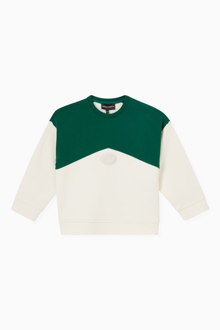 

Logo Colour-block Sweatshirt in Cotton, Green