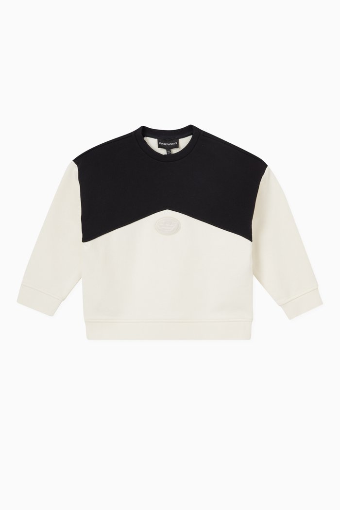 

Logo Colour-block Sweatshirt in Cotton, Blue