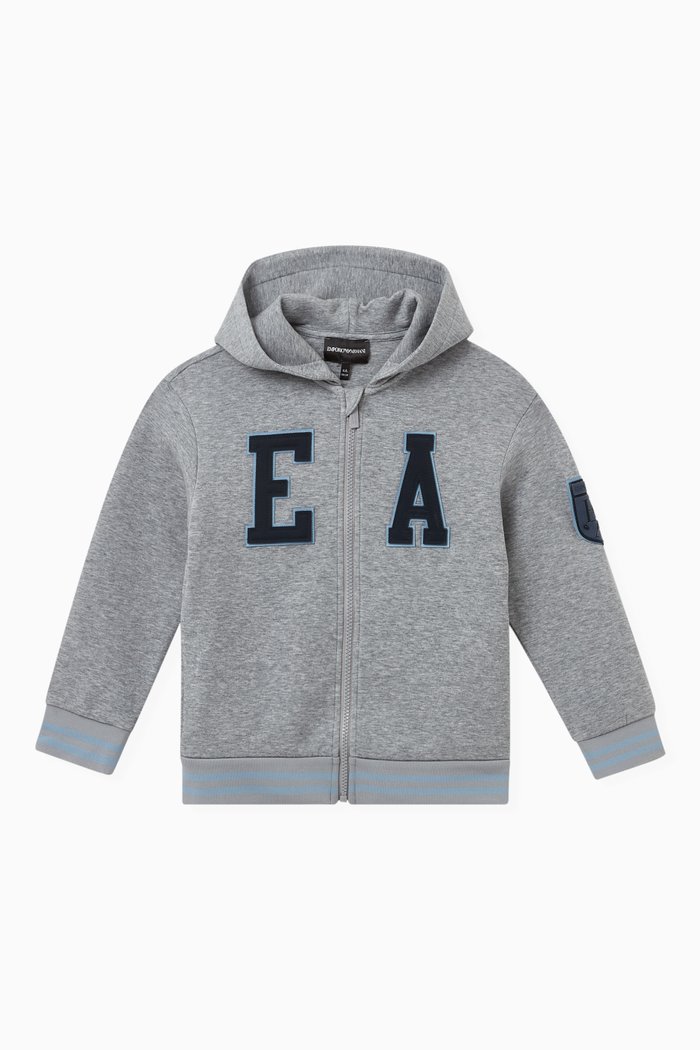 Logo Hoodie in Cotton, Grey