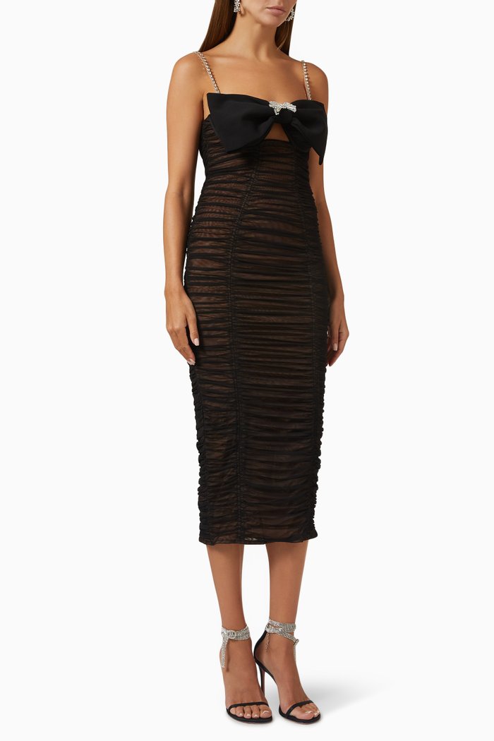 

Power Midi Dress in Tulle, Black