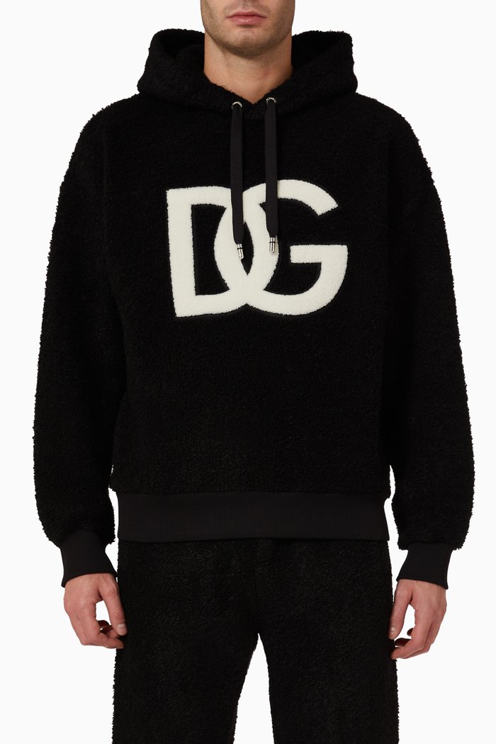 

DG-patch Hoodie in Cotton-bouclé, Black
