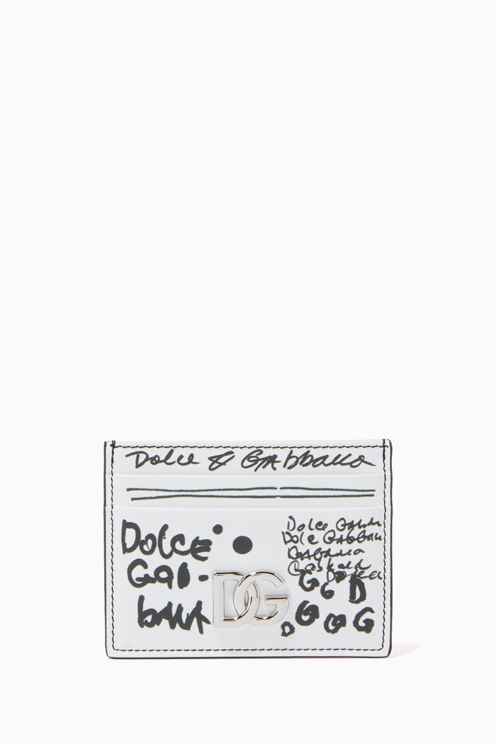 

DG Graffiti Cardholder in Leather, White
