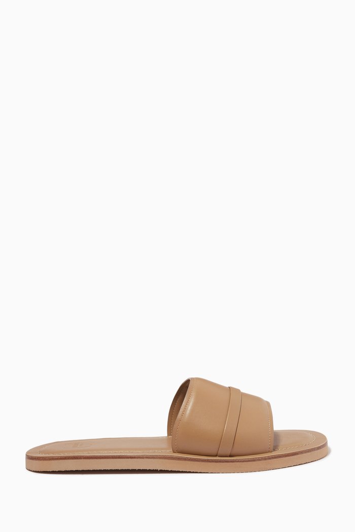 

Dom Slide Sandals in Leather, Neutral