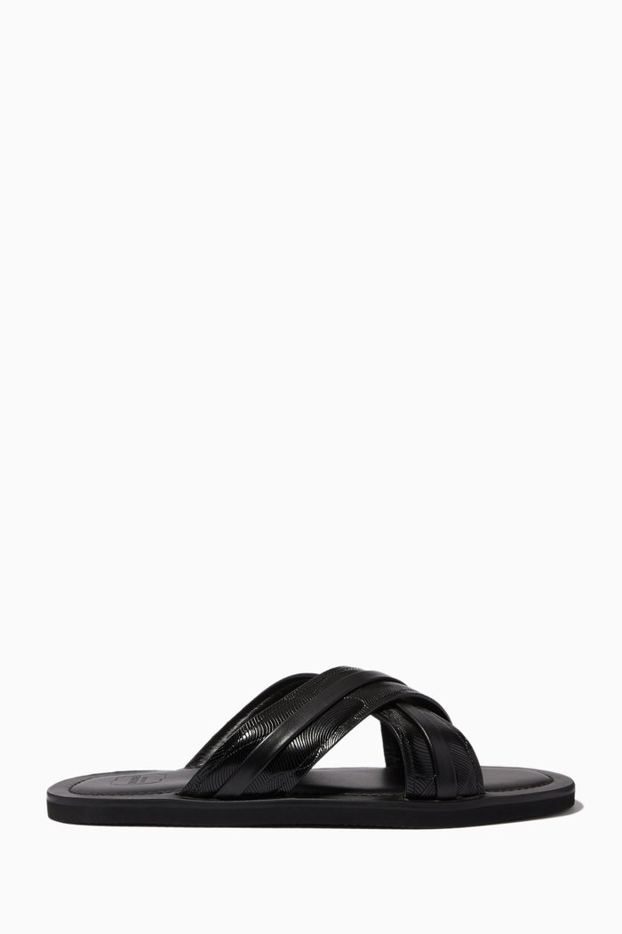 

Gabriel Slide Sandals in Leather, Black