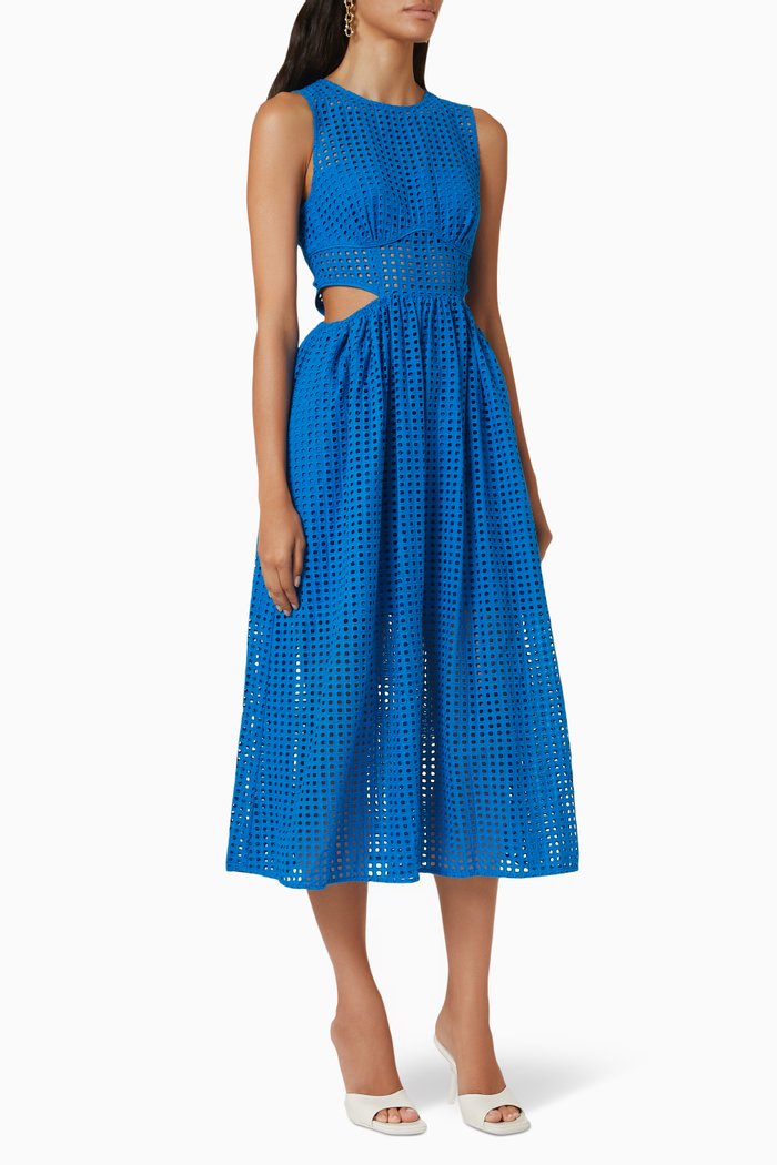 

Cut Out Dress in Broderie Anglaise Cotton, Blue