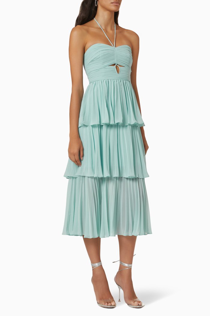 

Halter Cut Out Midi Dress in Chiffon, Blue