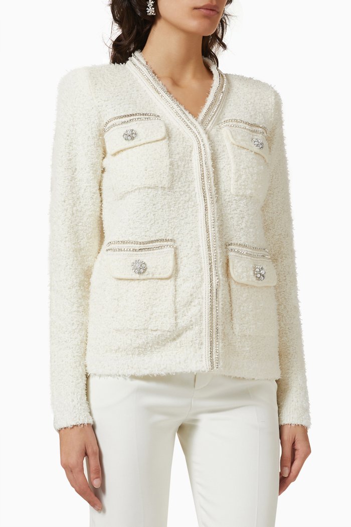 

Tape Knit Cardigan, White