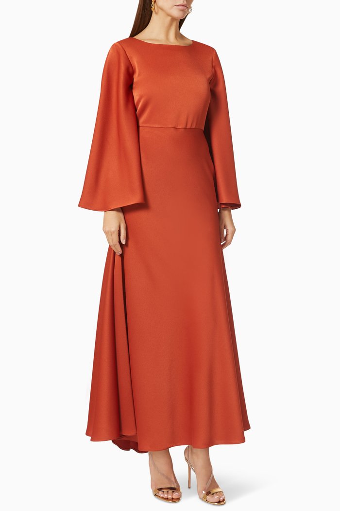 

Flared Sleeve Dress, Orange