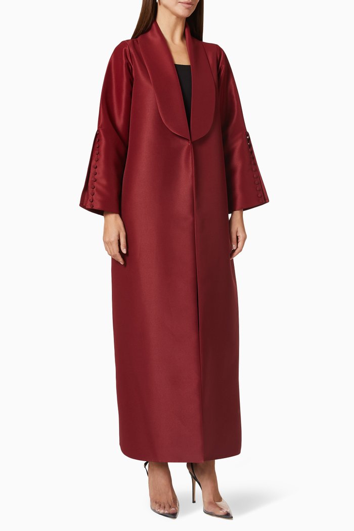 

Panel Collared Abaya, Red