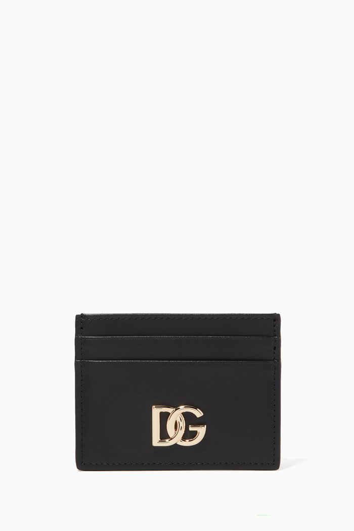 

DG Logo Cardholder in Calfskin Leather, Black