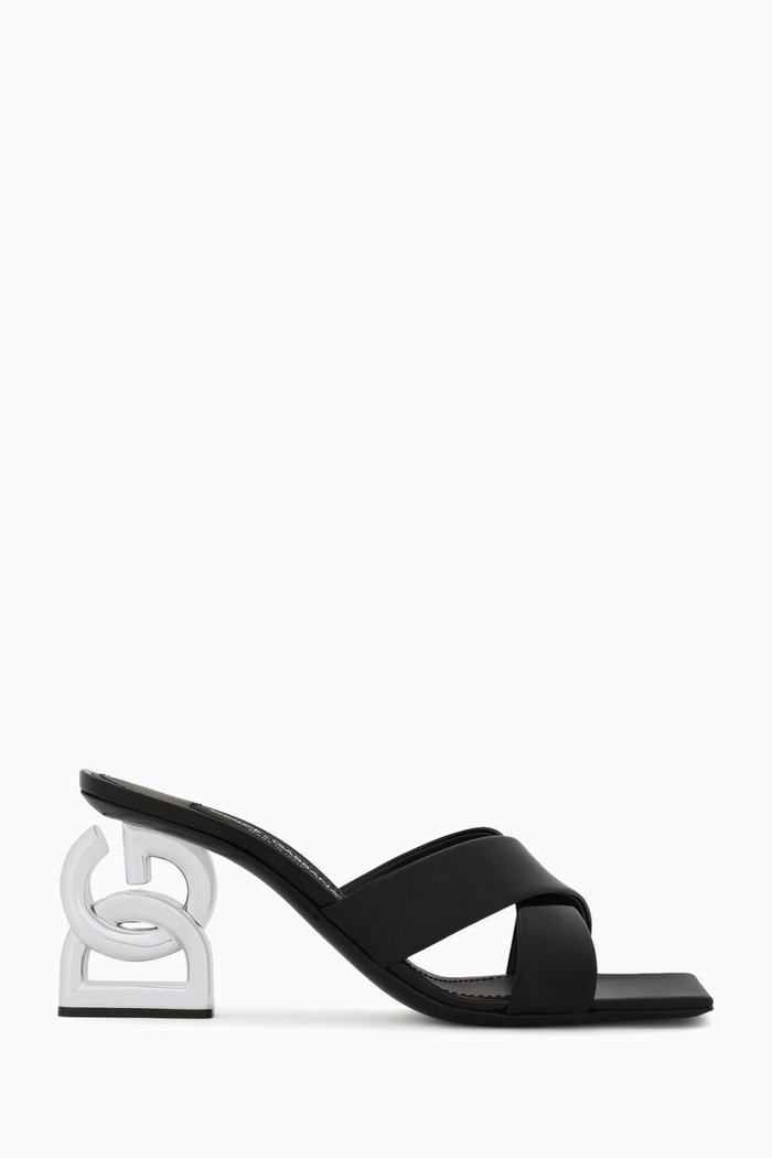 

DG Logo 75mm Mule Heels in Leather, Black