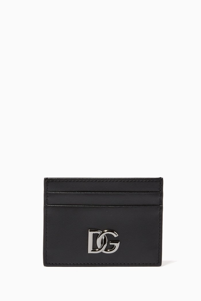 

DG Metallic Logo Cardholder in Leather, Black