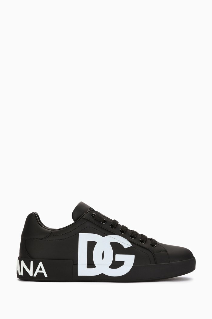 

Portofino Logo Print Sneakers in Nappa, Black