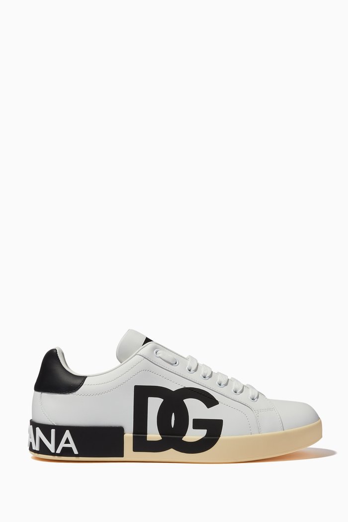 

Portofino Logo Print Sneakers in Nappa, Black